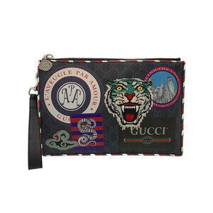 GUCCI Night Courier GG Supreme Clutch Bag
